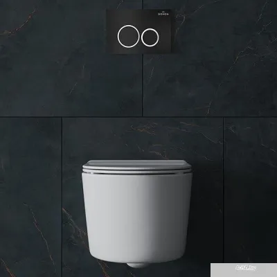 Roxen Simple Compact в комплекте с инсталляцией StounFix Slim 6 в 1 911522 (кнопка: черный матовый)