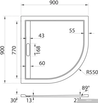 Душевой поддон Cezares TRAY-AS-R-90-30-W