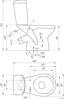 Унитаз Cersanit Mito Grey 031 S-KO-MIG031-ST-P-w