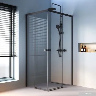 AM.PM X-Joy Square Slide 120x80 W94G-403-12080-BТ (черный/прозрачное стекло)