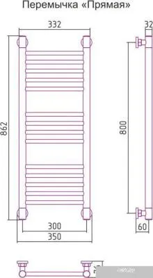 Полотенцесушитель Сунержа Богема+ 800x300 00-0220-8030