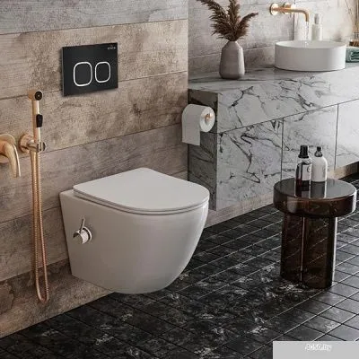 Roxen Antares Bidet в комплекте с инсталляцией StounFix Slim 6 в 1 938621 (кнопка: черный матовый)
