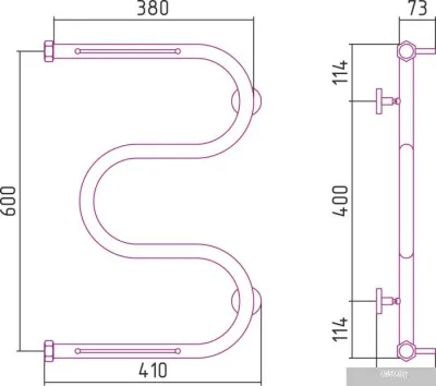 Полотенцесушитель Сунержа М-образный 600x400 +2 полки 00-0008-6040