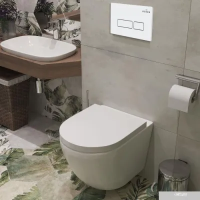 Roxen Antares в комплекте с инсталляцией StounFix Slim 6 в 1 570840 (кнопка: белый глянец)