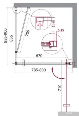 BelBagno MARMI-AH-1-80/90-C-Cr (прозрачное стекло)