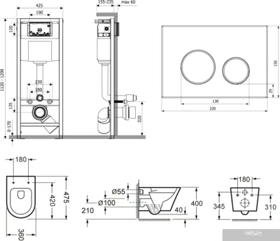 Унитаз Lavinia Boho Biore Compacto Rimless 7 в 1 87040091 (матовый пластик)