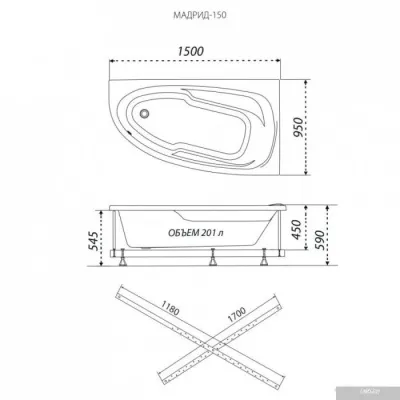 Ванна 1AcReal Мадрид 150х95 R