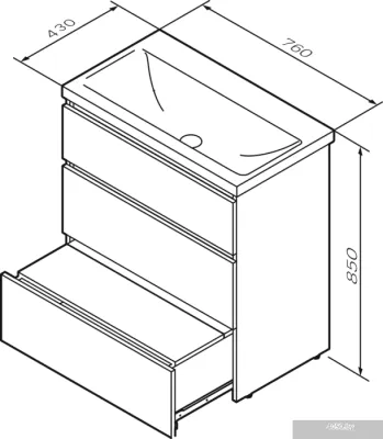 AM.PM Тумба под умывальник Gem S 75 M91FSX0752OF (3 ящика,светлый дуб)