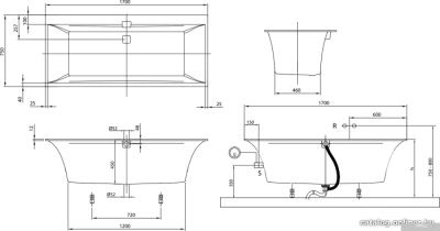 Ванна Villeroy & Boch Squaro Edge 12 (UBQ170SQE2DV) 170x75