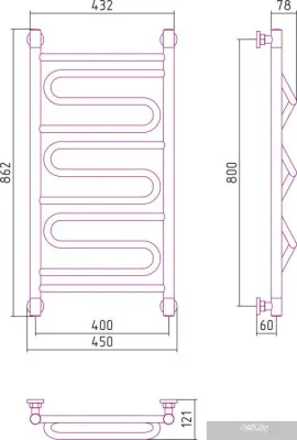 Полотенцесушитель Сунержа Элегия+ 800x400 00-0205-8040