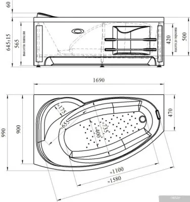 Экран под ванну Vannesa София 169 L 2-21-0-1-0-223 (фронтальный)