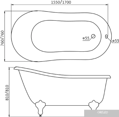 Ванна BelBagno BB06 155x76