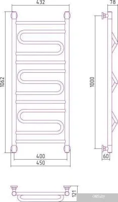 Полотенцесушитель Сунержа Элегия+ 1000x400 00-0205-1040