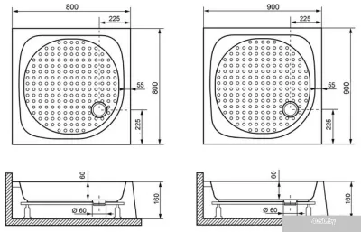 Душевой поддон RGW LUX/TN 90х90