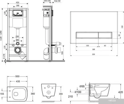 Унитаз Lavinia Boho Relfix Aveo Rimless 7 в 1 75110263 (черный/темное дерево стекло)