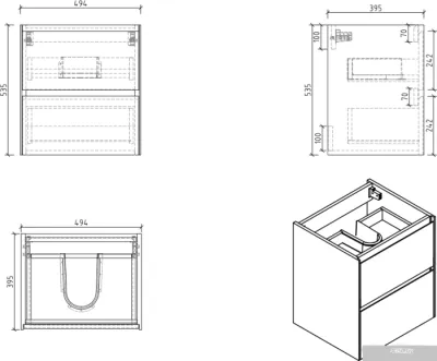 BelBagno Тумба под умывальник Pietra Mini-500-2C-SO-PT (stone)