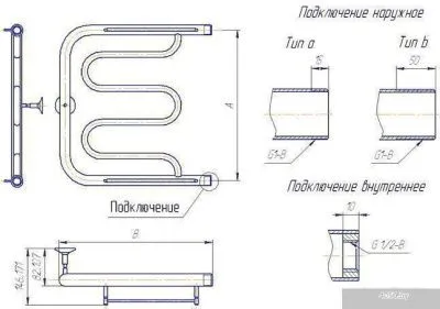 Полотенцесушитель Gloss & Reiter ПМ.1. 50x70 (1.1/4