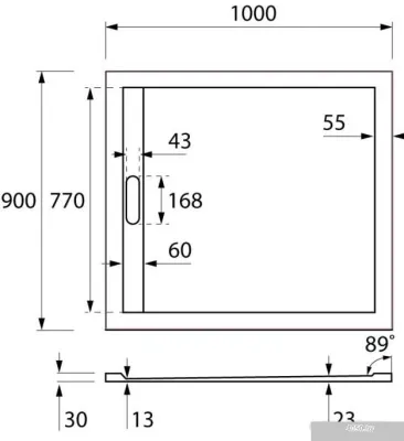 Душевой поддон Cezares TRAY-AS-AH-100/90-30-W