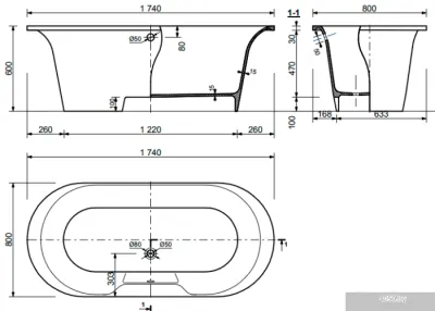 Ванна Эстет Лион 174x80 [2-0012]