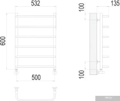 Полотенцесушитель TERMINUS Стандарт П6 500x600 нп