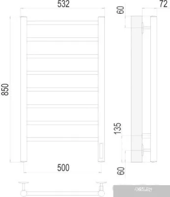 Полотенцесушитель TERMINUS Аврора П8 500x850 электро