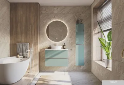 ЗОВ Тумба под умывальник Лира 80 L80MW0MAGVA-KP13W (белый/адриатик)