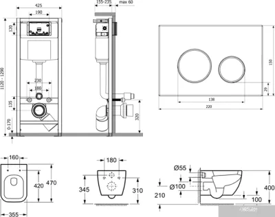 Унитаз Lavinia Boho Relfix One Compacto 7 в 1 87040068 (черный пластик)