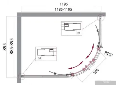 BelBagno UNO-195-RH-2-120/90-C-Cr (прозрачное стекло)