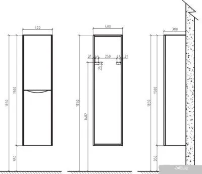 BelBagno Шкаф-пенал Ancona-N-1500-2A-SC-BL-L (левый, bianco lucido)