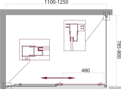 BelBagno UNIQUE-AH-1-110/125-80-C-Cr (прозрачное стекло)