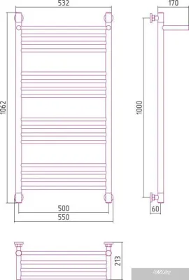 Полотенцесушитель Сунержа Богема с полкой+ 1000x500 31-0223-1050