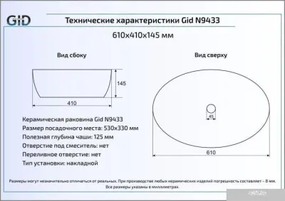 Умывальник Gid N9433 (белый)