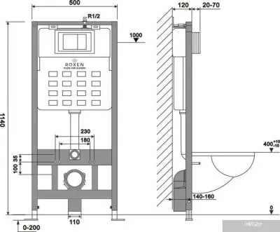 Roxen Cube One Rimless 6 в 1 StounFix Slim 543879 (кнопка: черный матовый)