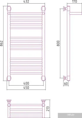 Полотенцесушитель Сунержа Богема с полкой+ 800x400 00-0223-8040
