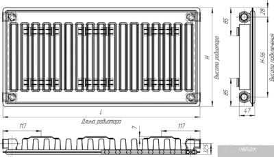 Стальной панельный радиатор Лидея ЛК 11-504 тип 11 500x400