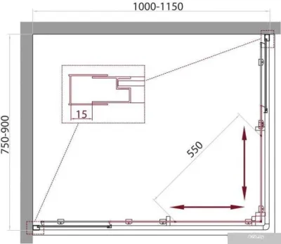 BelBagno UNIQUE-AH-2-100/115-75/90-C-Cr (прозрачное стекло)