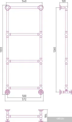 Полотенцесушитель Сунержа Ренессанс 1304 1260x500 00-0280-1250