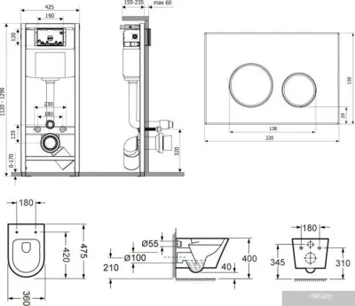 Унитаз Lavinia Boho Relfix Biore Compacto Rimless 7 в 1 75110165 (черный пластик)