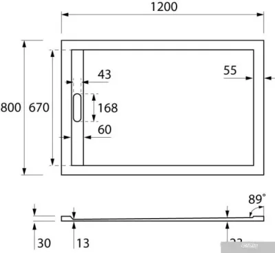 Душевой поддон Cezares TRAY-AS-AH-120/80-30-W