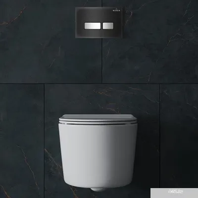 Roxen Simple Compact в комплекте с инсталляцией StounFix Slim 6 в 1 965318 (кнопка: черное стекло)