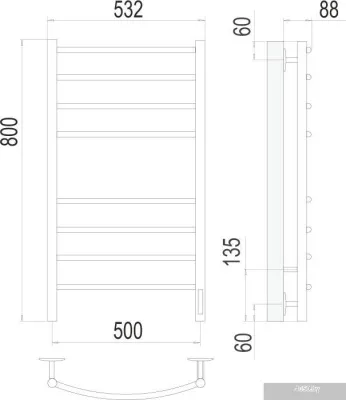 Полотенцесушитель TERMINUS Классик П8 500x800 КС 9003 бп электро