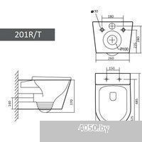 Grado GD-W201T + TECE Kit 9400413 (с кнопкой смыва)