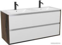 ЗОВ Тумба с умывальником Парма 120 P120LA0MWMC1A-OL120 (аттик/белый матовый/алюминий)