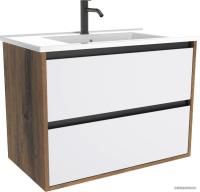 ЗОВ Тумба с умывальником Парма 100 P100LA0MWMC1B-OL100 (аттик/белый матовый/черный)