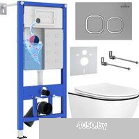 Roxen Antares Black в комплекте с инсталляцией StounFix Dual Fresh 6 в 1 964715 (кнопка: хром матовы