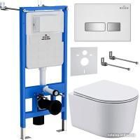 Roxen Simple Compact в комплекте с инсталляцией StounFix Slim 6 в 1 964407 (кнопка: белое стекло)