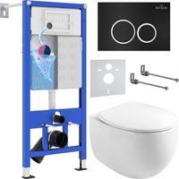 Roxen Egg в комплекте с инсталляцией StounFix Dual Fresh 6 в 1 964010 (кнопка: черный матовый)