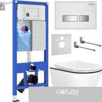 Roxen Antares Black в комплекте с инсталляцией StounFix Dual Fresh 6 в 1 964909 (кнопка: белое стекл