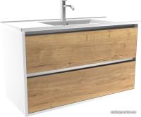 ЗОВ Тумба с умывальником Парма 100 P100LWP0MHMC1A-OL100 (белый/галифакс)