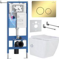 Roxen Cube Tornado Bidet в комплекте с инсталляцией StounFix Dual Fresh 6 в 1 868472 (кнопка: золото